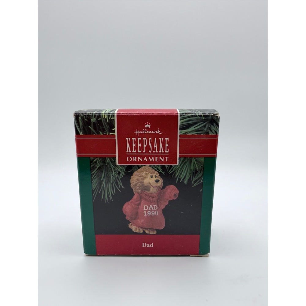 Hallmark‎ Keepsake Ornament Dad 1990 Lion Red Sweater Christmas Collectible
